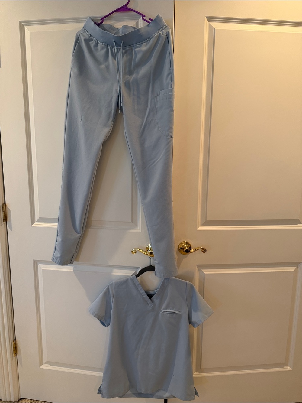 Light Blue Women's Scrub Set — Top & Drawstring Pants